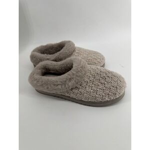 Dearfoams Womens Clog Slippers Oatmeal Heather Cable Knit Memory Foam Large 9-10